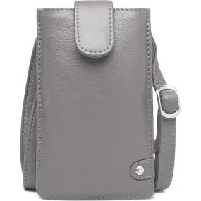 Mobile bag in soft leather and simple design / 16042 - Thunder grey