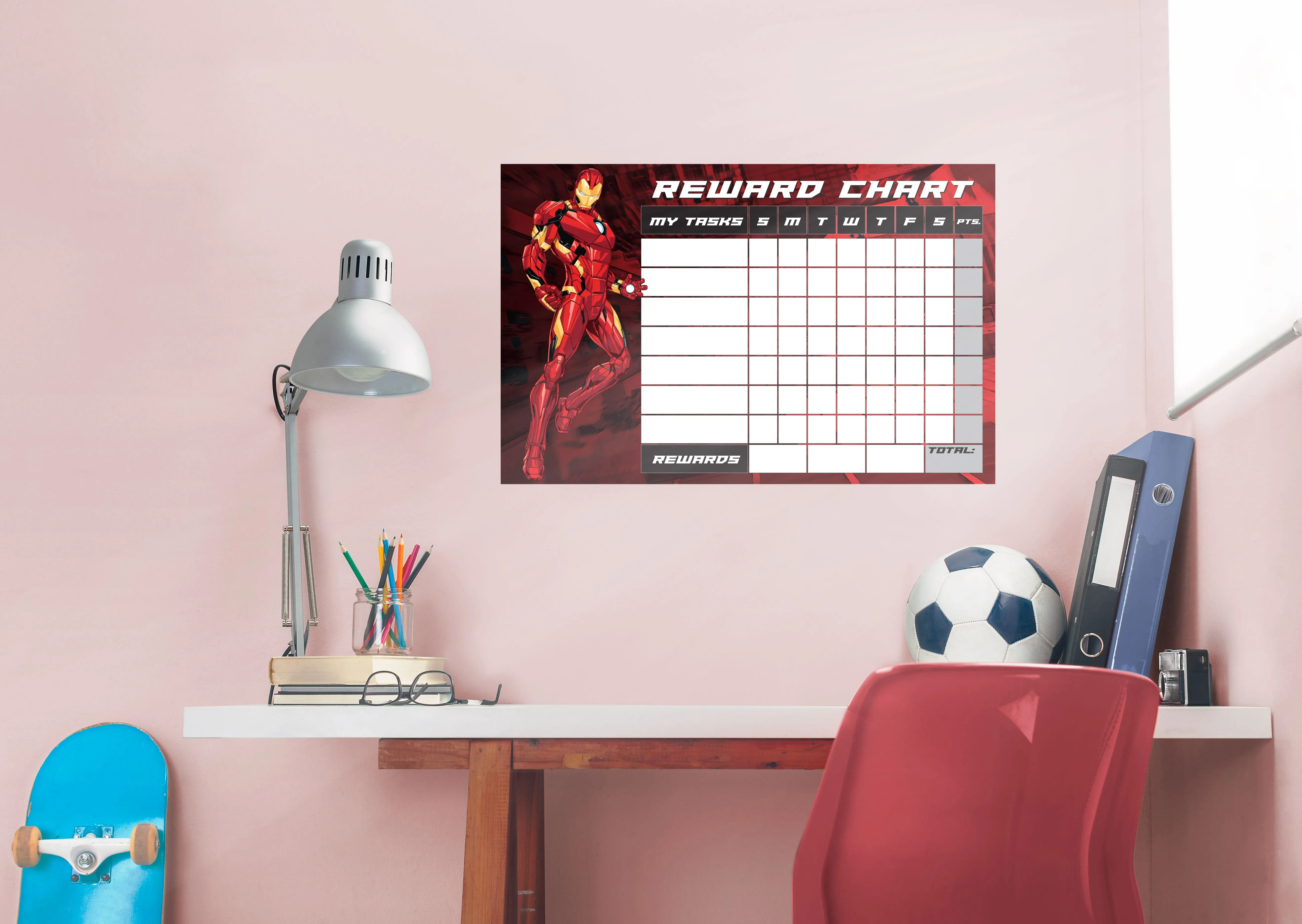 Avengers: IRON MAN Reward Chart Dry Erase        - Officially Licensed Marvel Removable Wall   Adhesive Decal