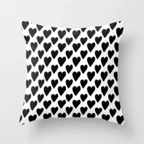 BLACK AND WHITE HEARTS CUSHION PILLOW