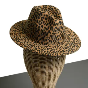 Chokore Leopard Print Fedora Hat (Black & Beige)