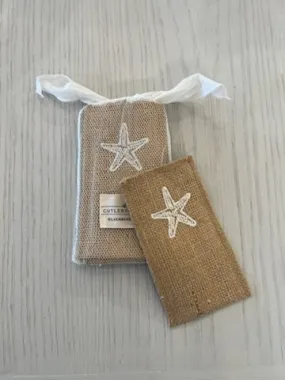 Embroidered Starfish Cutlery Pouch Set of 8