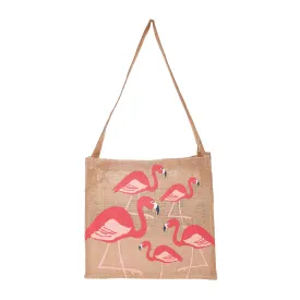 Flamingo Jute Tote Bag