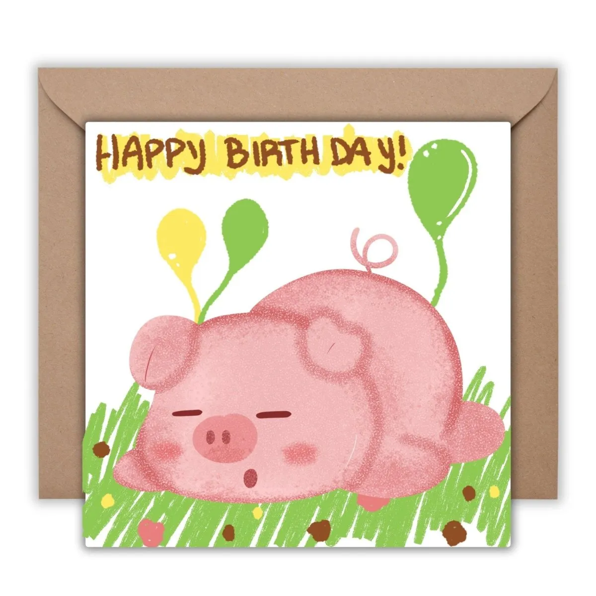 Happy Birthday Little Pig Card, Cute Kids Greeting, Adorable Animal Birthday Wishes, Boy&#39;s Celebration Card, Illustrated Postcards Gift Idea