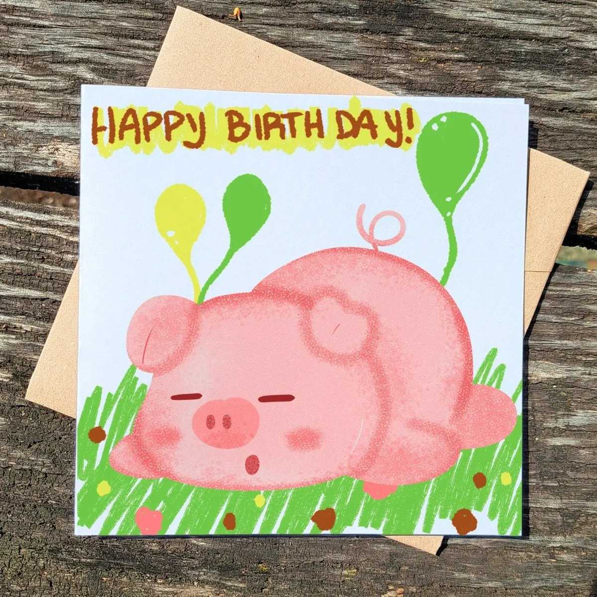 Happy Birthday Little Pig Card, Cute Kids Greeting, Adorable Animal Birthday Wishes, Boy&#39;s Celebration Card, Illustrated Postcards Gift Idea