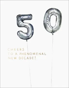 Helium Ballon 50th Birthday Card