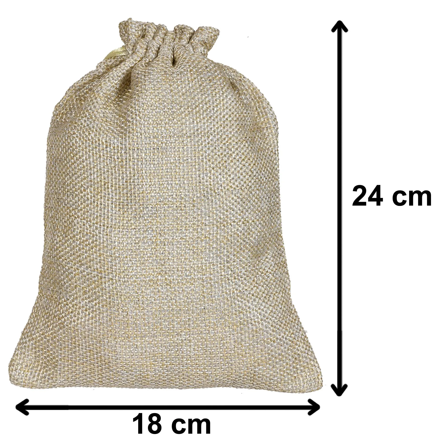 Kuber Industries Jute Potli Bags for Return Gifts with Drawstring|Set of 3 (Gold)