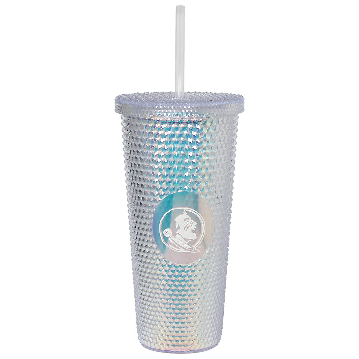 Logo Brands Seminole Logo 24oz Iridescent Studded Tumbler with Straw