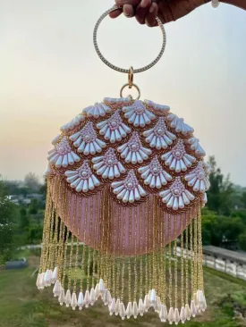 Matka Embroidered Design In Round Clutch