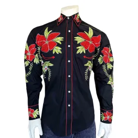 Men's Hawaiian Hibiscus Cotton Gabardine Western Shirt