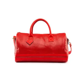 Red Apollo 1 Faux Snakeskin Duffle Bag