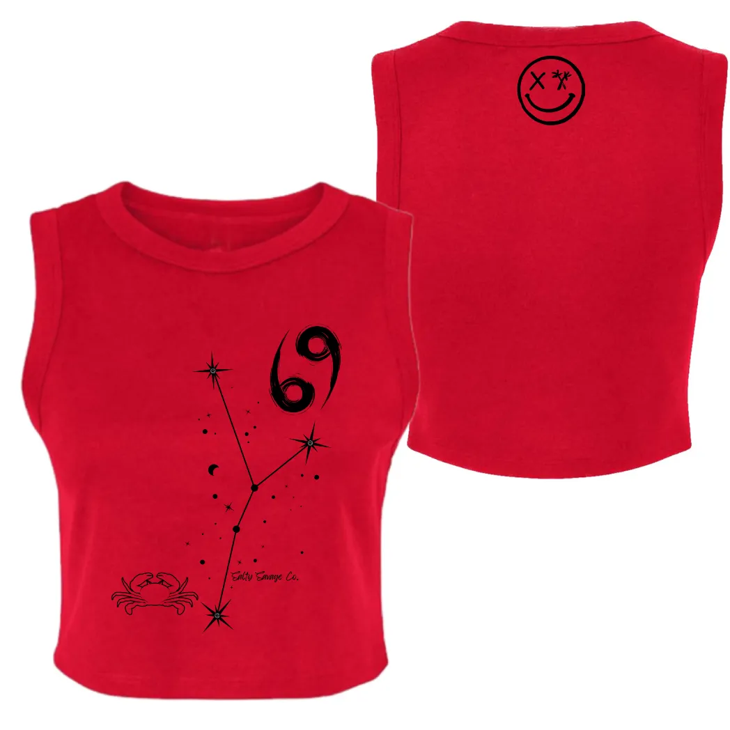 Salty Savage Ladies "Cancer" High Neck Sleeveless Crop Tank | Zodiac Collection