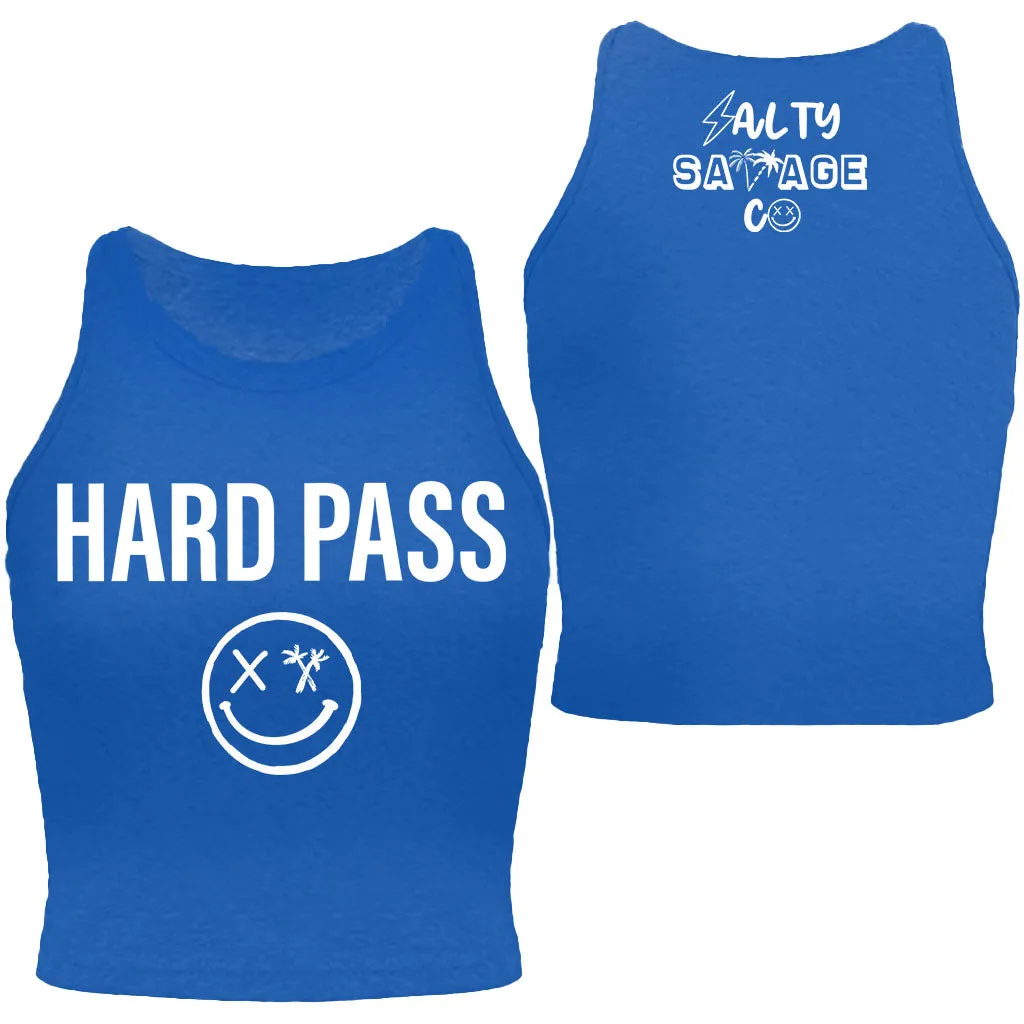 Salty Savage Ladies "HARD PASS" High Neck Sleeveless Crop Tank