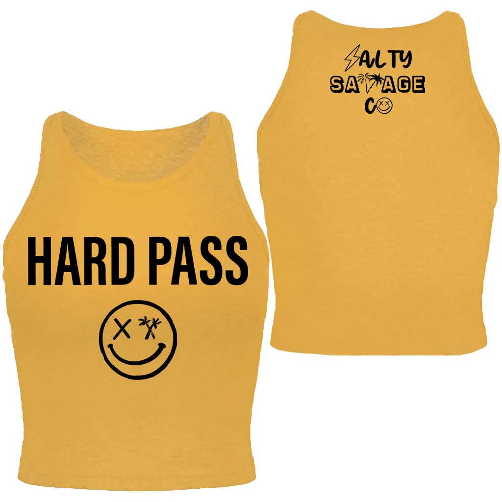 Salty Savage Ladies "HARD PASS" High Neck Sleeveless Crop Tank