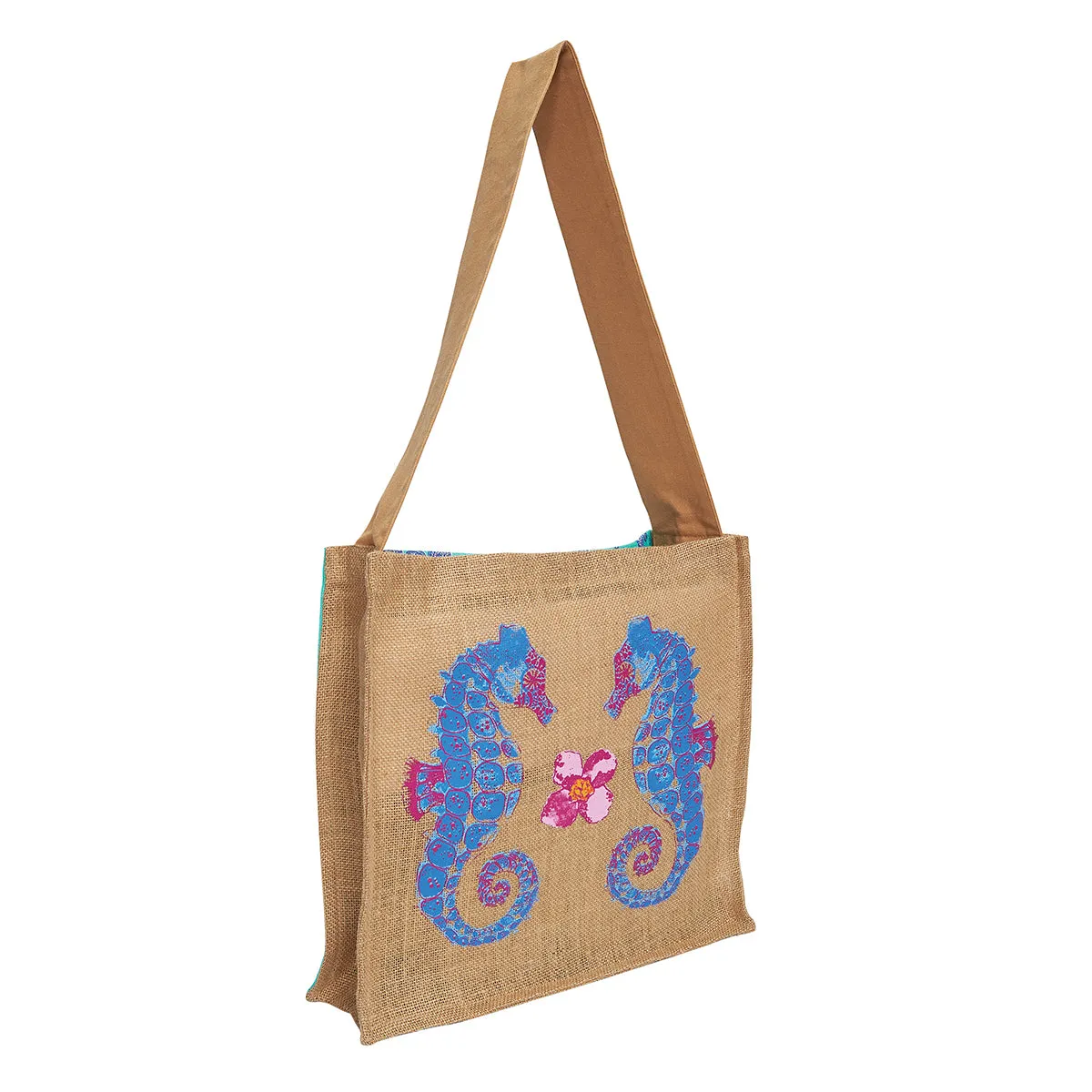 Seahorse Jute Tote Bag