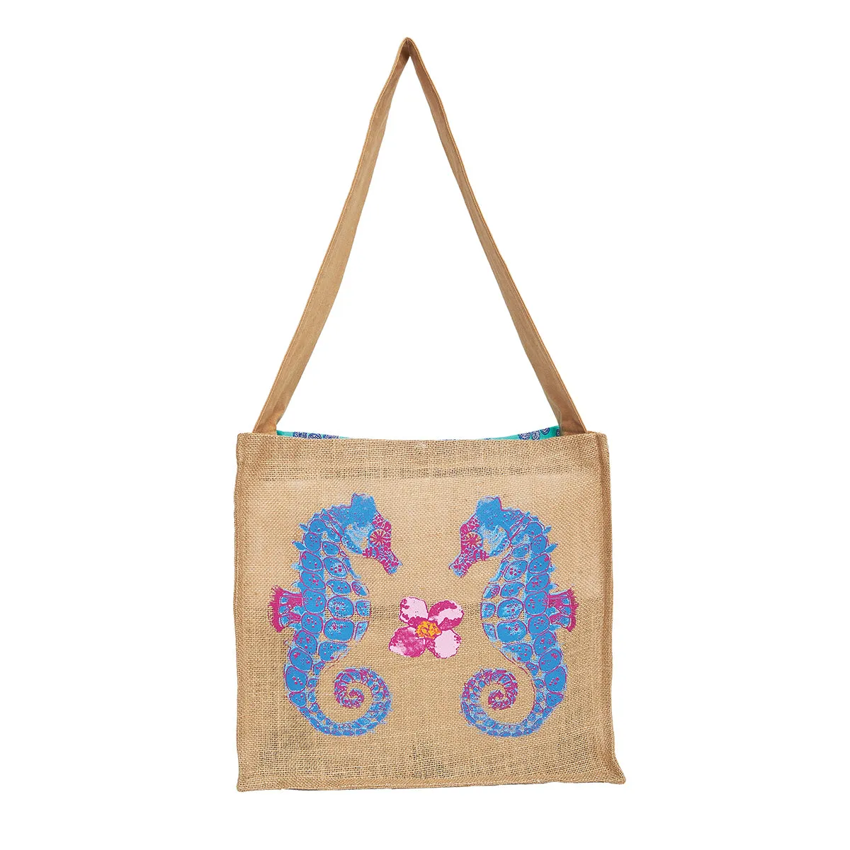 Seahorse Jute Tote Bag