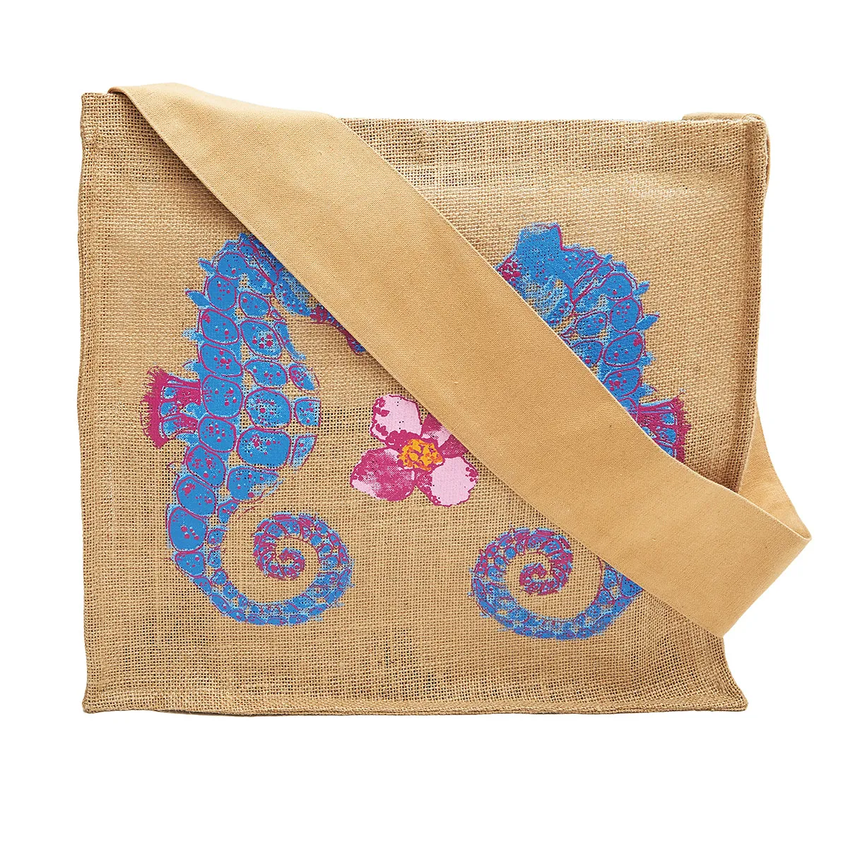 Seahorse Jute Tote Bag